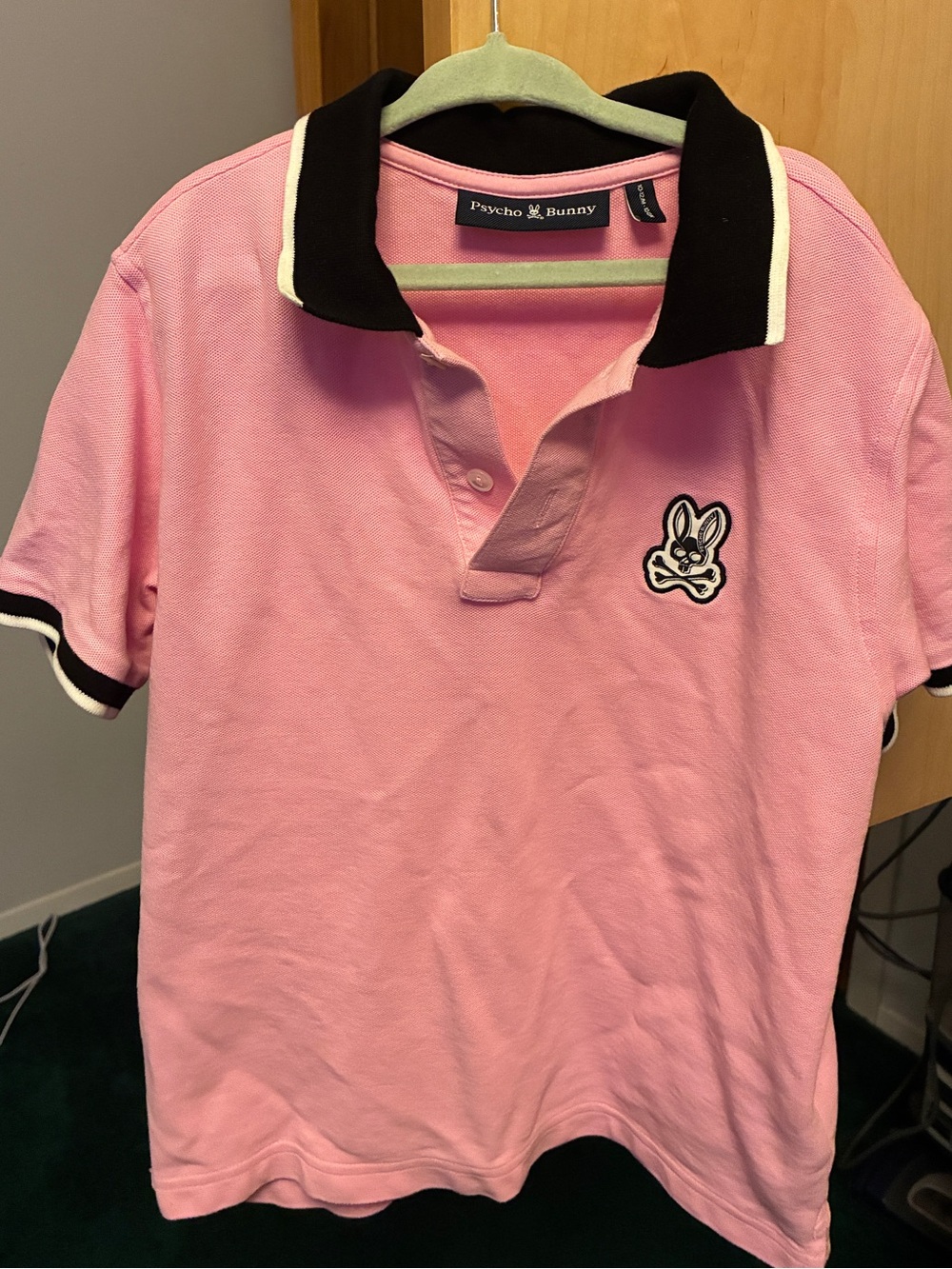 Psycho Bunny Pink Polo with Black Collar and Trim